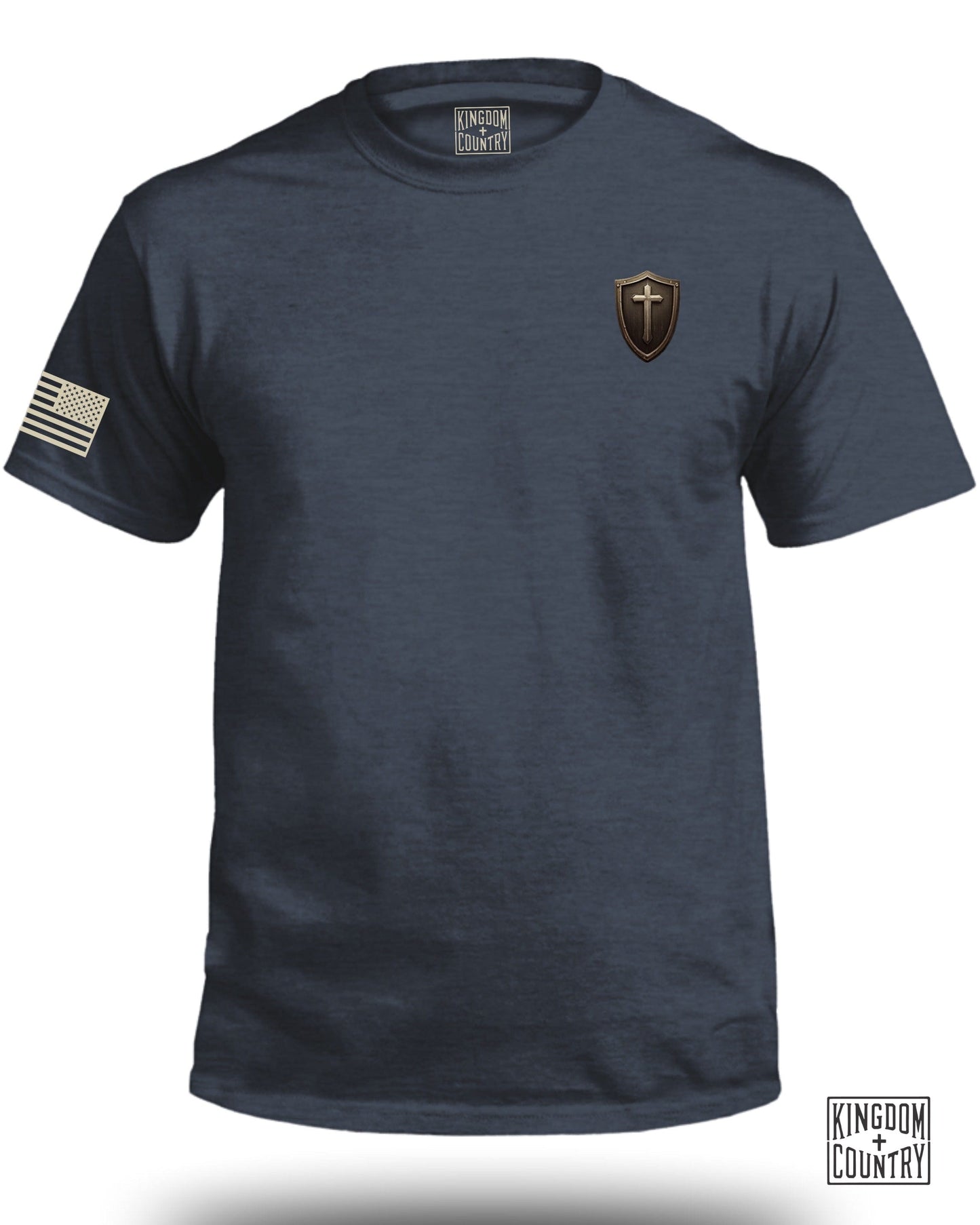 Patriotic Cross and Flag Print Blue T-shirt product type