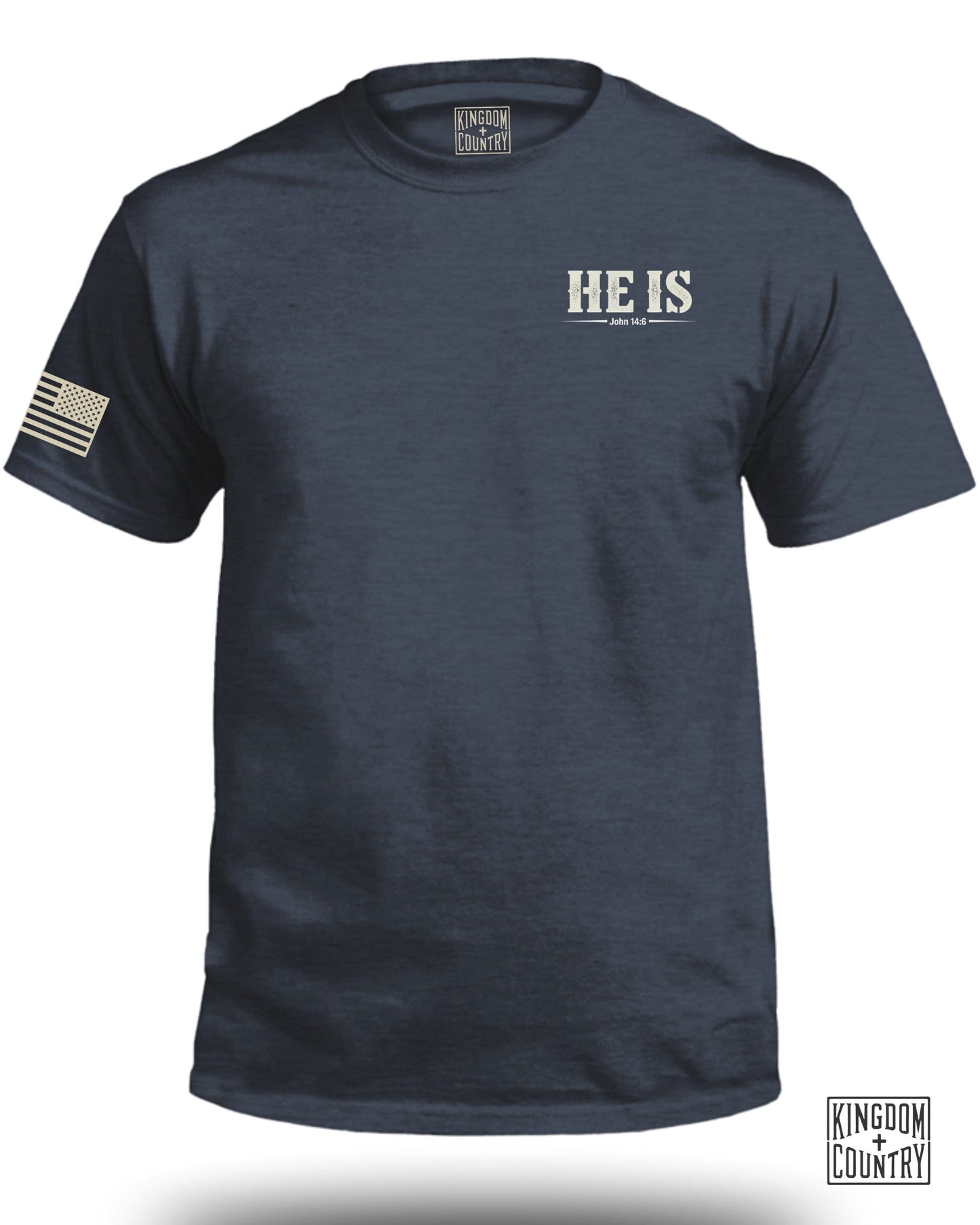 He Is Graphic American Flag Sleeve T Shirt product