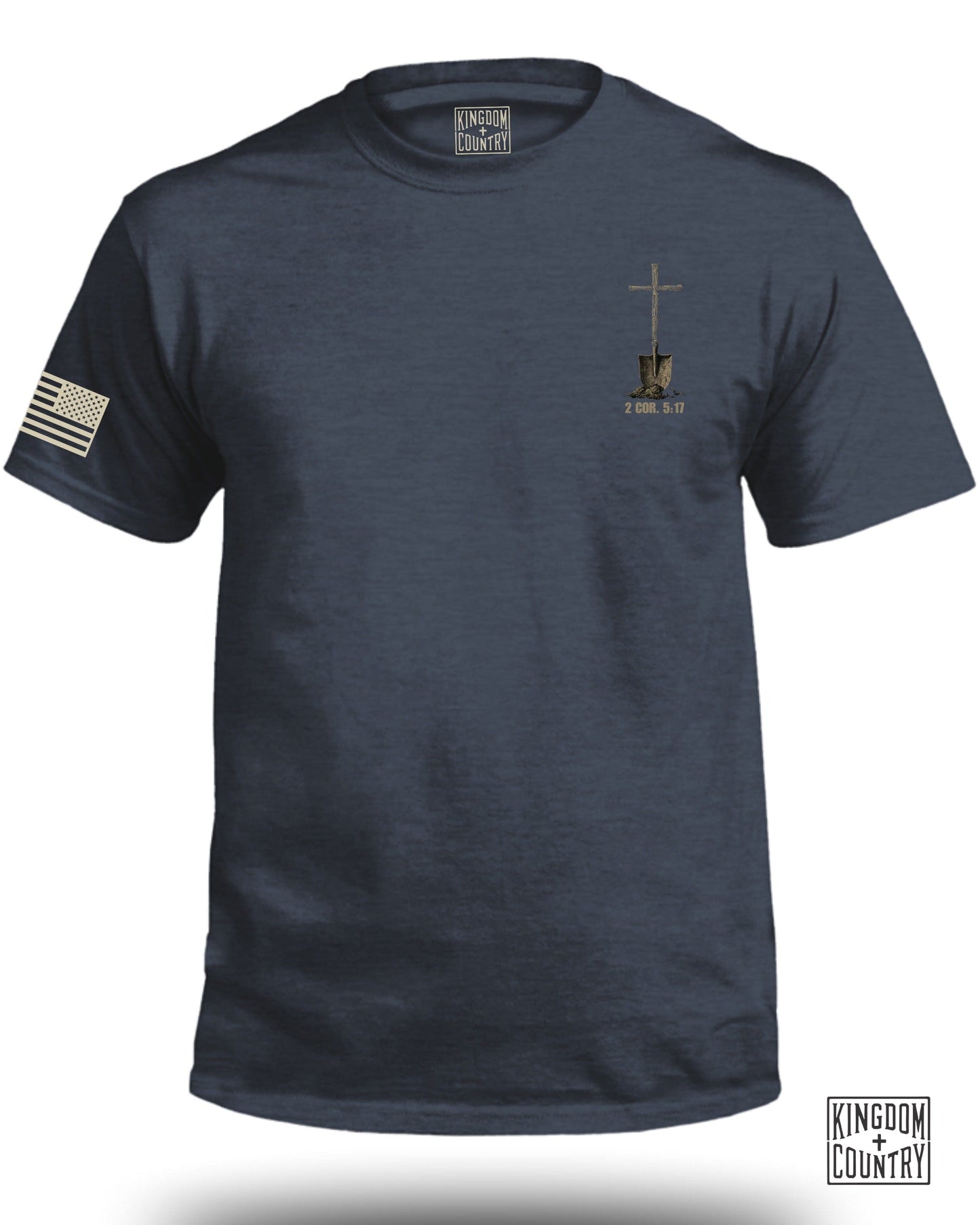 Patriotic Navy Shirt with Flag and Christian Quote Shirt product