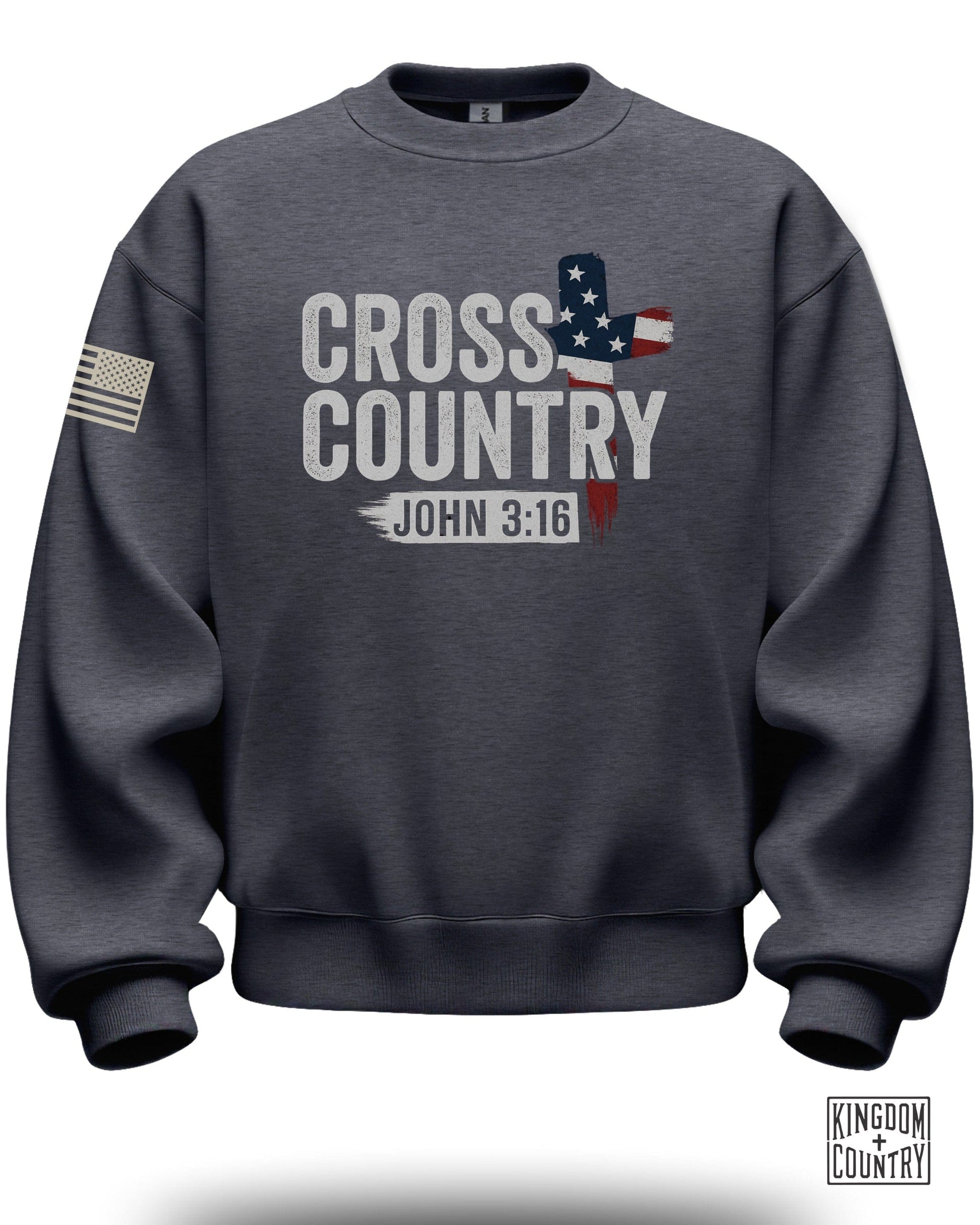 Cross Country John 3:16 Patriotic Sweatshirt