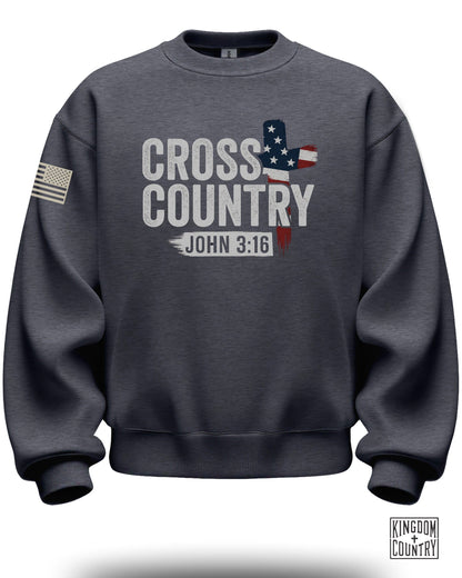 Cross Country John 3:16 Patriotic Sweatshirt