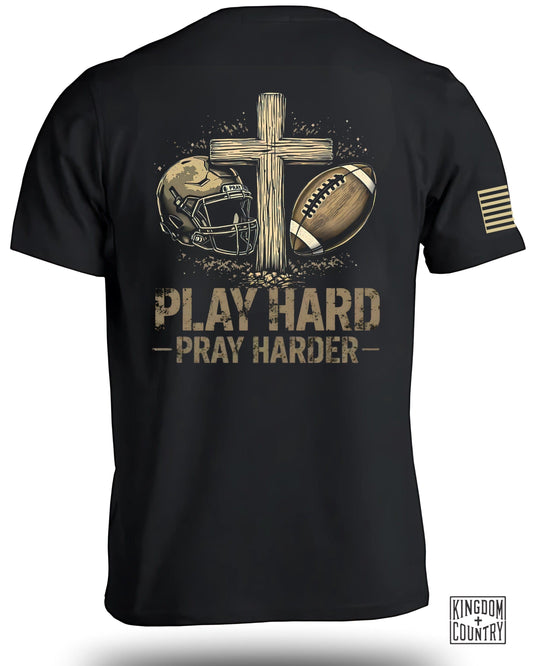 Play Hard Pray Harder Football Graphic T-shirt product