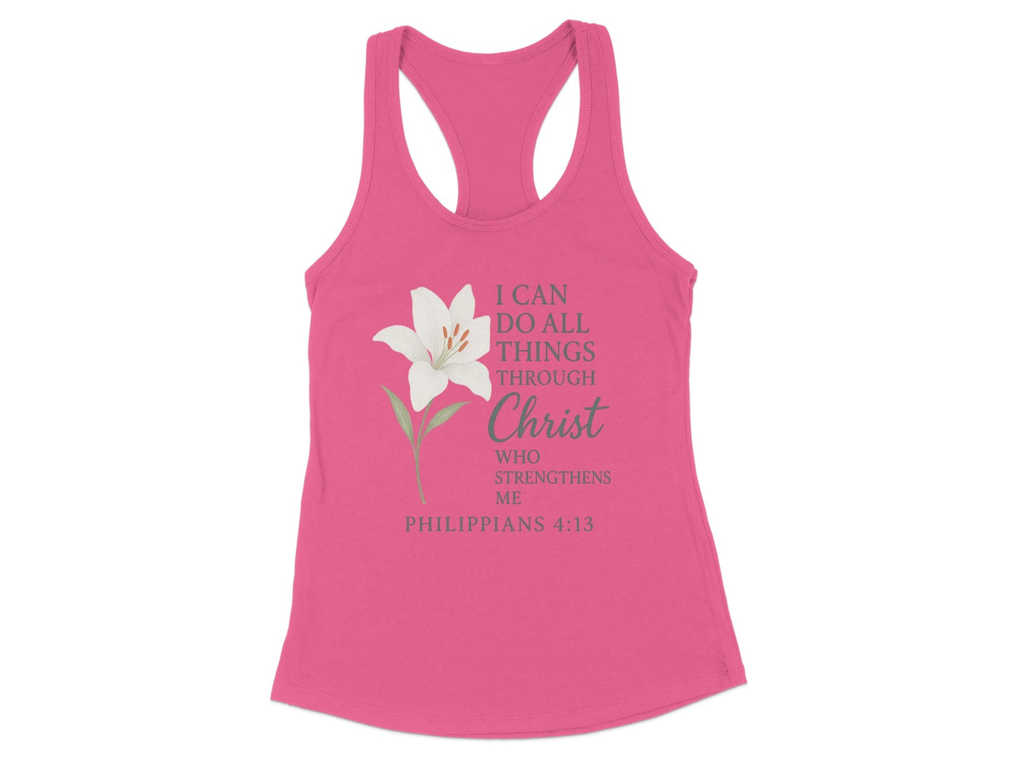 Inspirational Philippians 4:13 Quote Tank Top product