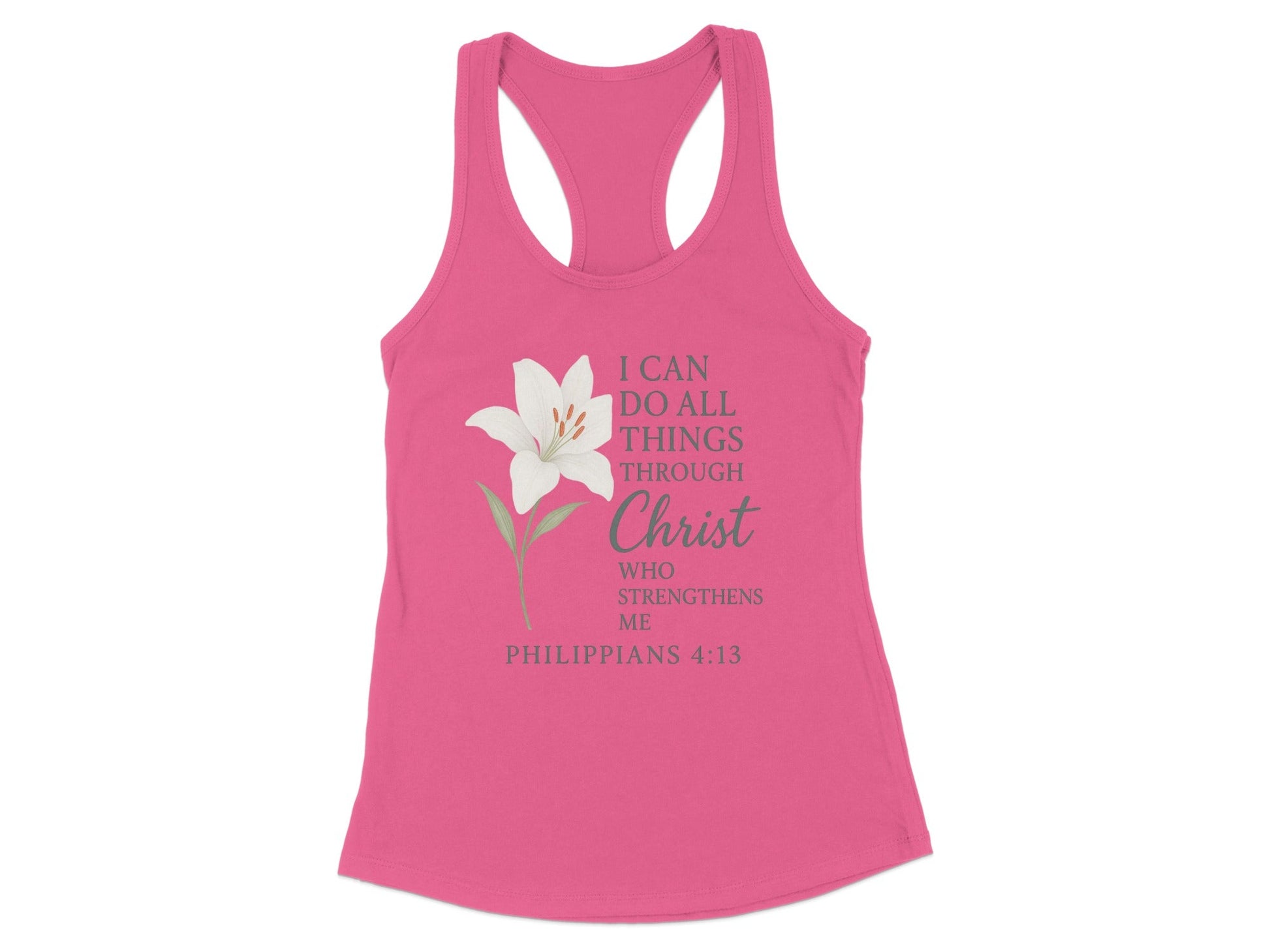 Inspirational Philippians 4:13 Quote Tank Top product