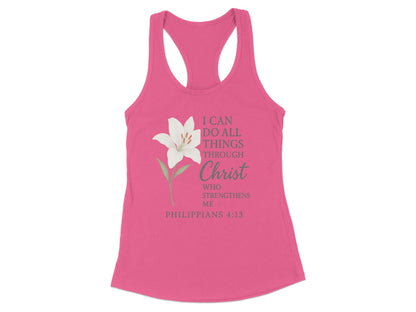 Inspirational Philippians 4:13 Quote Tank Top product