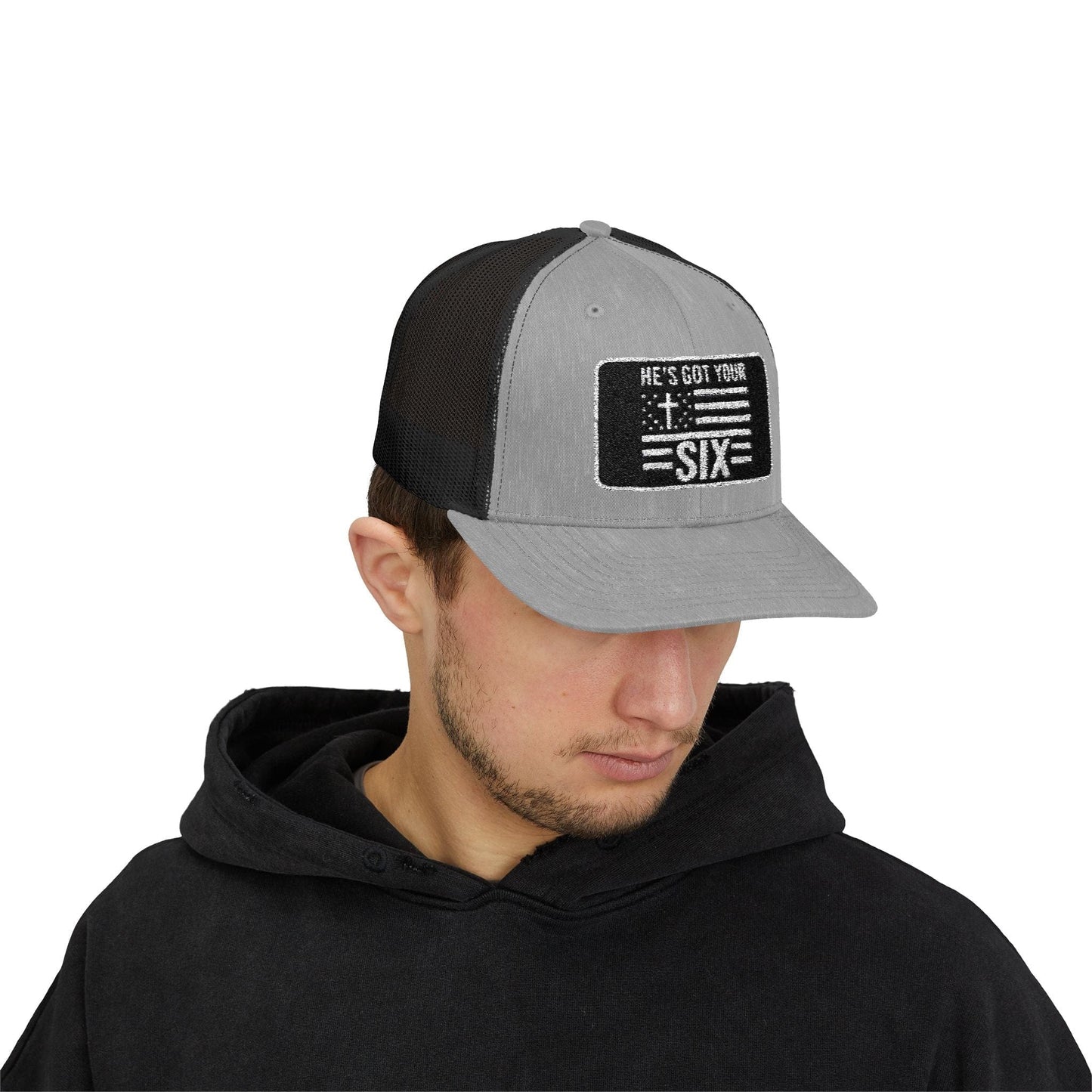 He's Got Your Six Snapback Trucker Cap