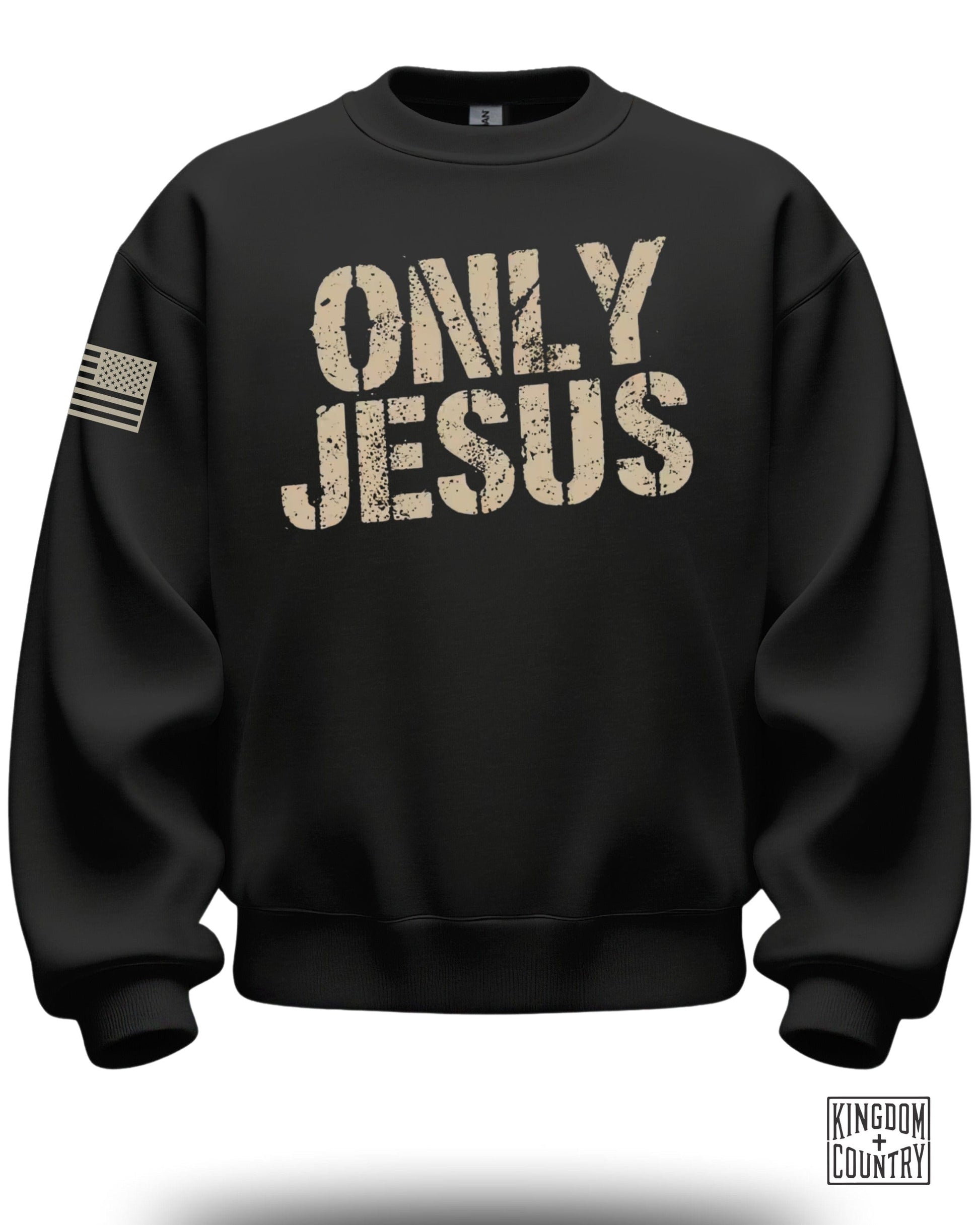 Only Jesus Sweatshirt with Flag Design Print