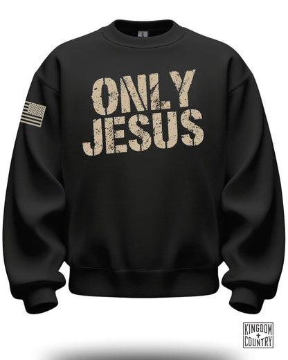 Only Jesus Sweatshirt with Flag Design Print