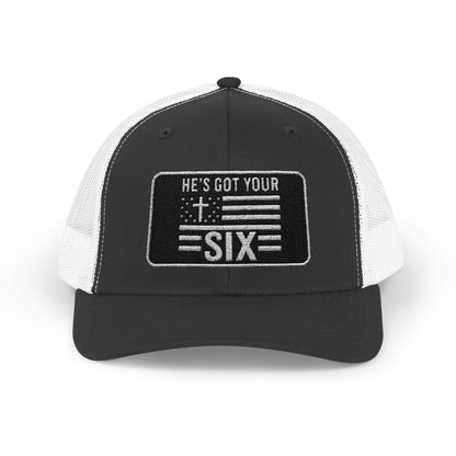 He's Got Your Six Snapback Trucker Cap