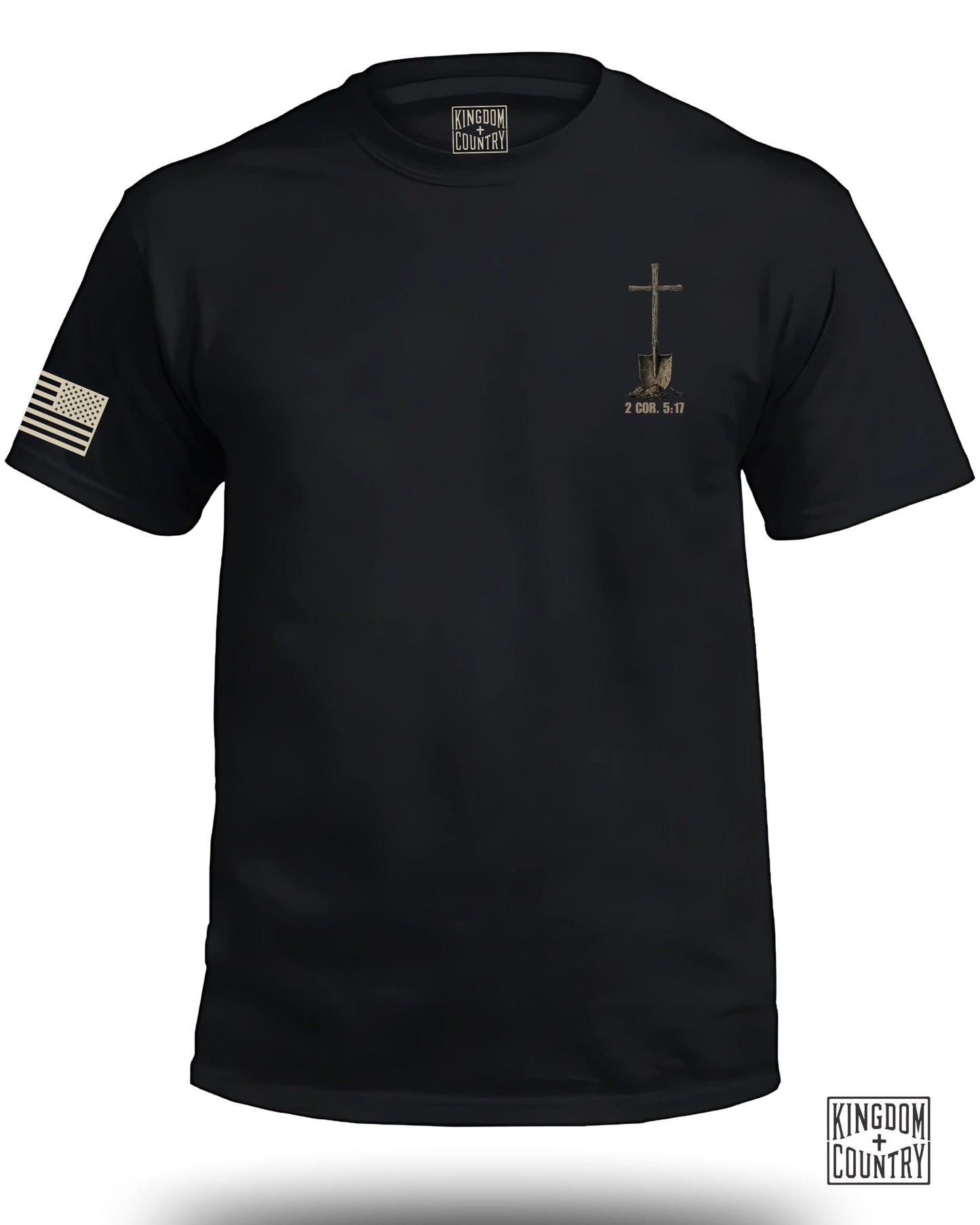 American Flag and Cross Graphic Black Shirt product