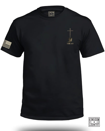 American Flag and Cross Graphic Black Shirt product
