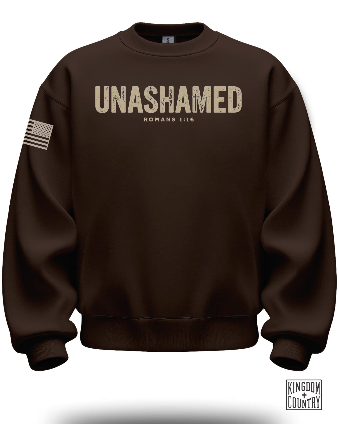 Unashamed Romans 1:16 Sweatshirt with American Flag