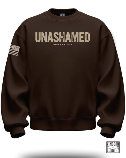 Unashamed Romans 1:16 Sweatshirt with American Flag