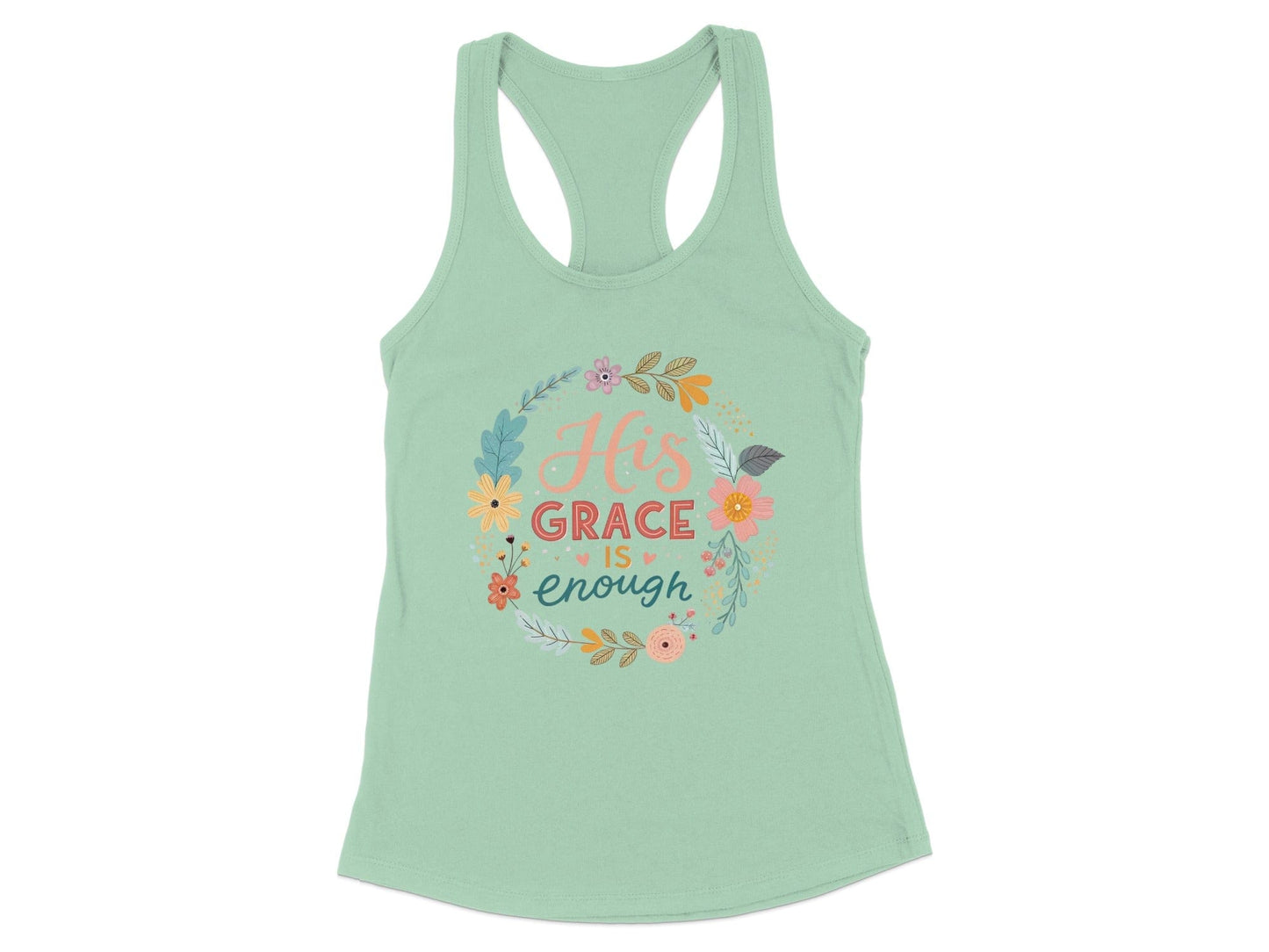 His Grace is Enough Floral Print Tank Top product type