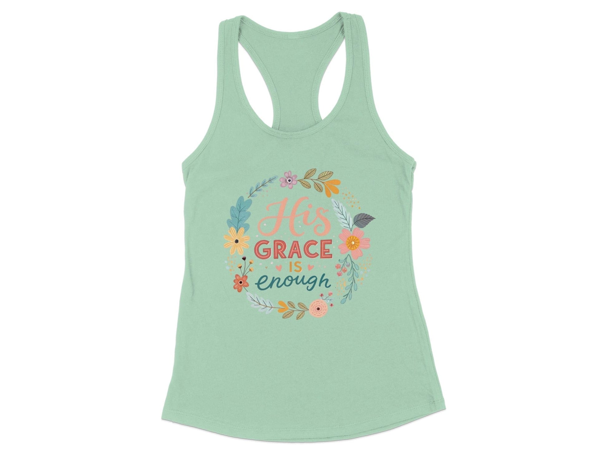 His Grace is Enough Floral Print Tank Top product type