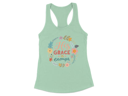 His Grace is Enough Floral Print Tank Top product type