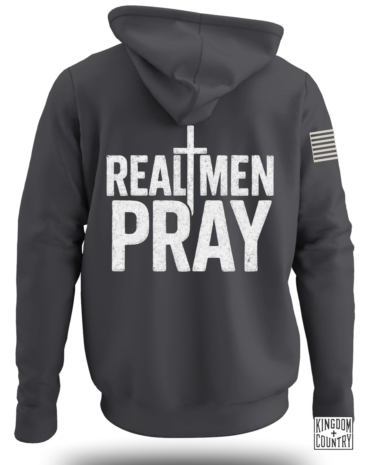 Real Men Pray Cross and Flag Hoodie