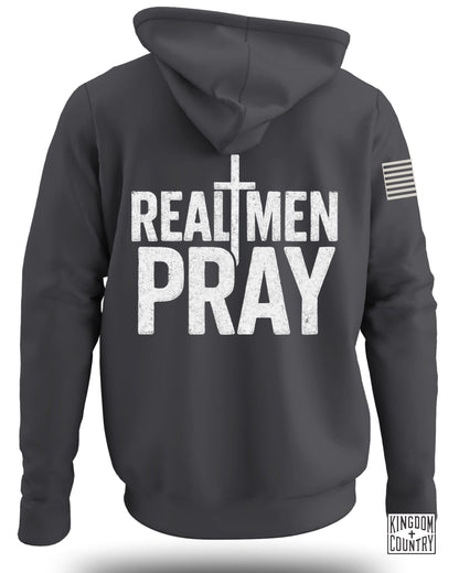 Real Men Pray Cross and Flag Hoodie