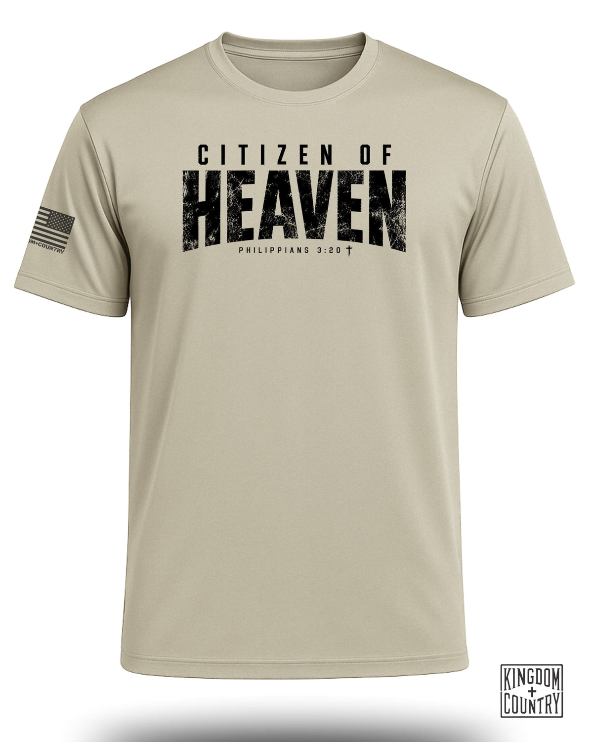 T-shirt with "CITIZEN OF HEAVEN" and "PHILIPPIANS 3:20" text.