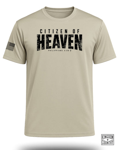 T-shirt with "CITIZEN OF HEAVEN" and "PHILIPPIANS 3:20" text.