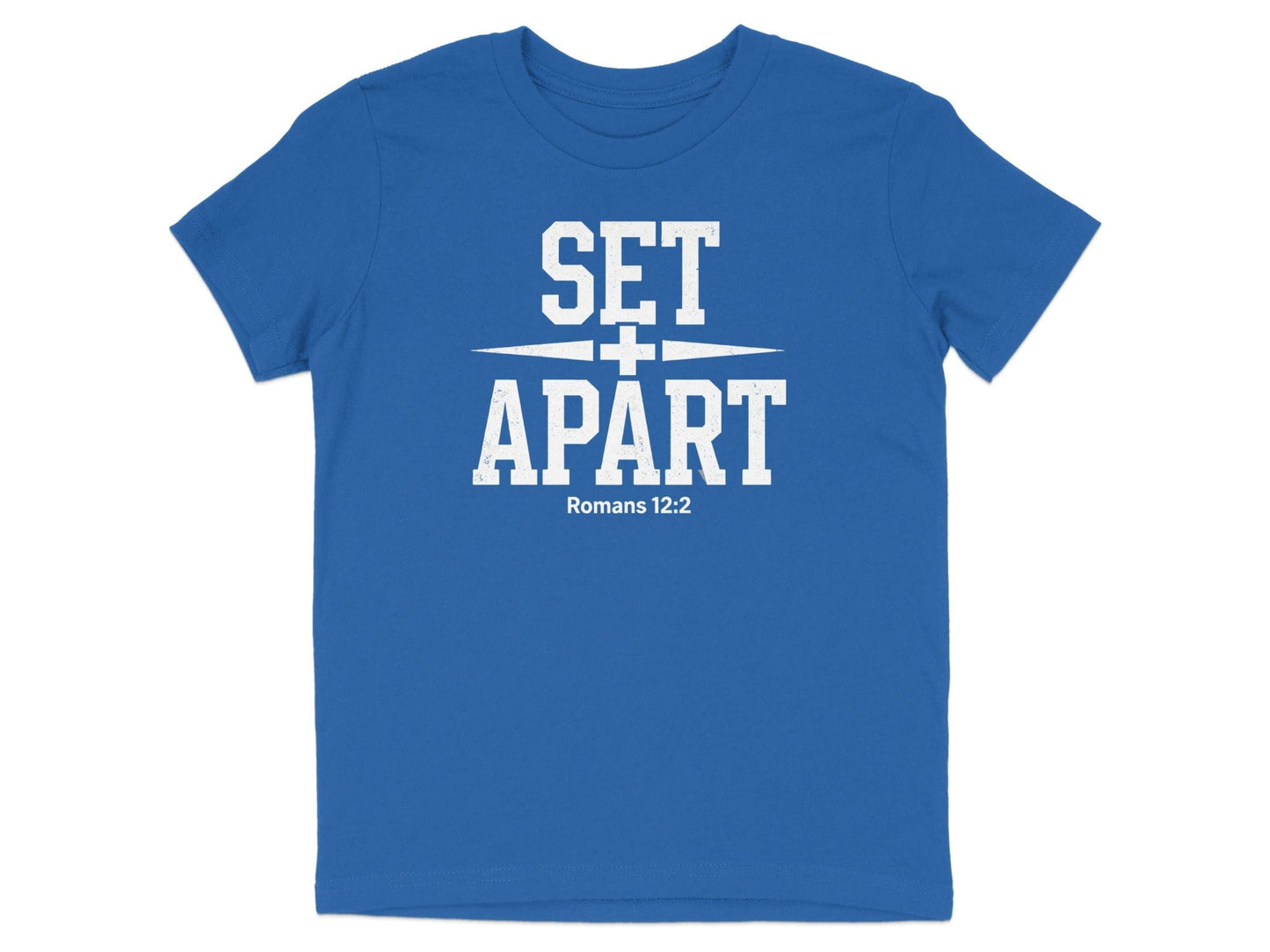 Blue Set Apart Romans 12:2 Graphic Tee Product