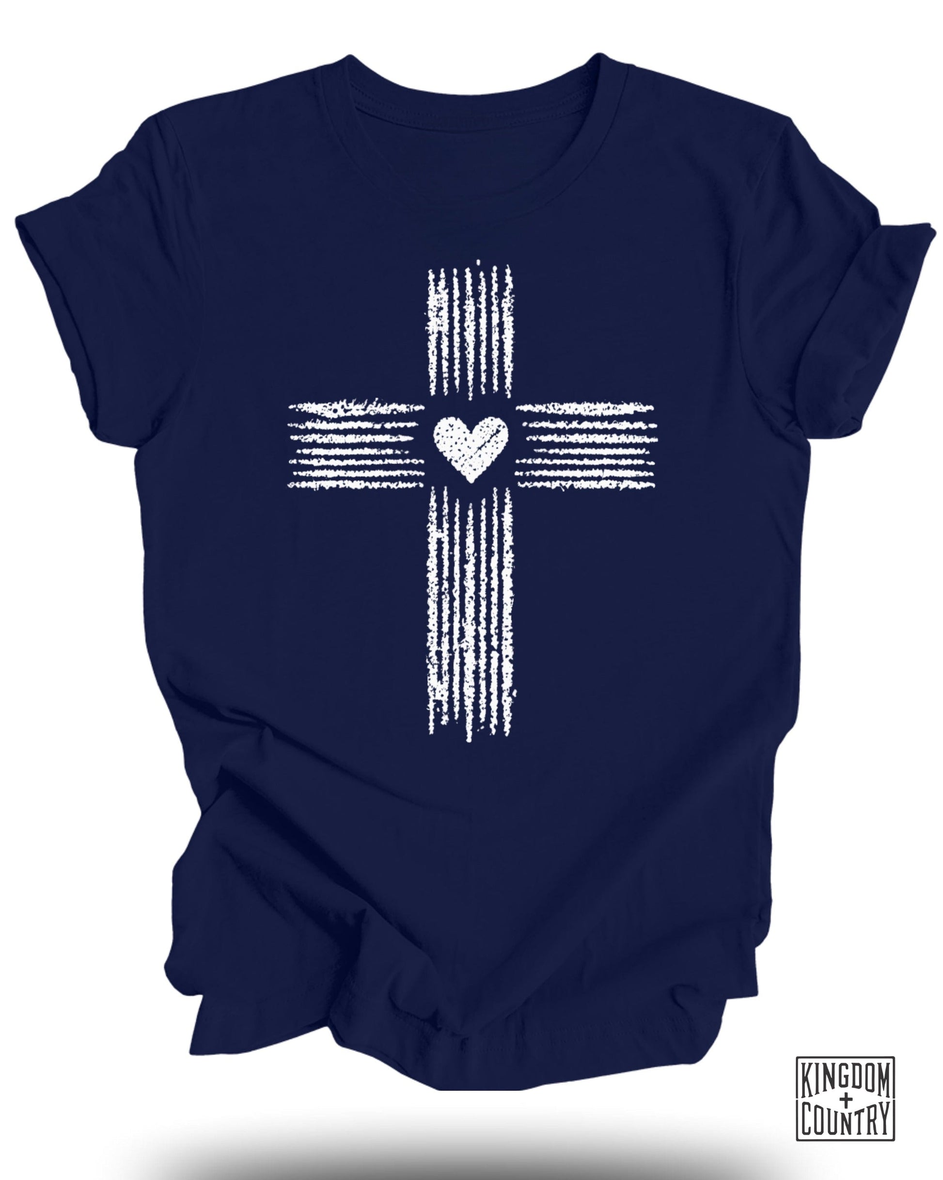 Blue T-Shirt with Heart Shaped Cross Graphic product type