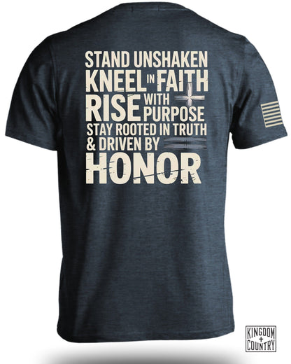 Kneel in Faith Rise With Purpose Honor T-Shirt product