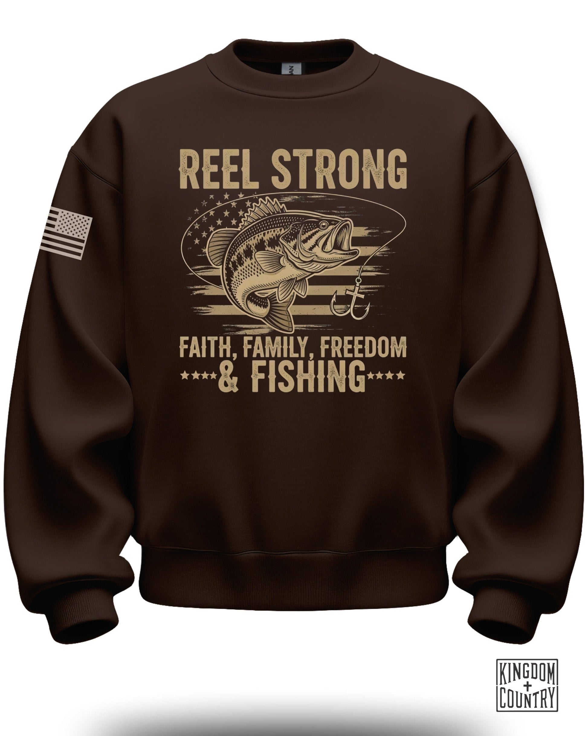 Reel Strong Faith Family Freedom Fishing Sweatshirt