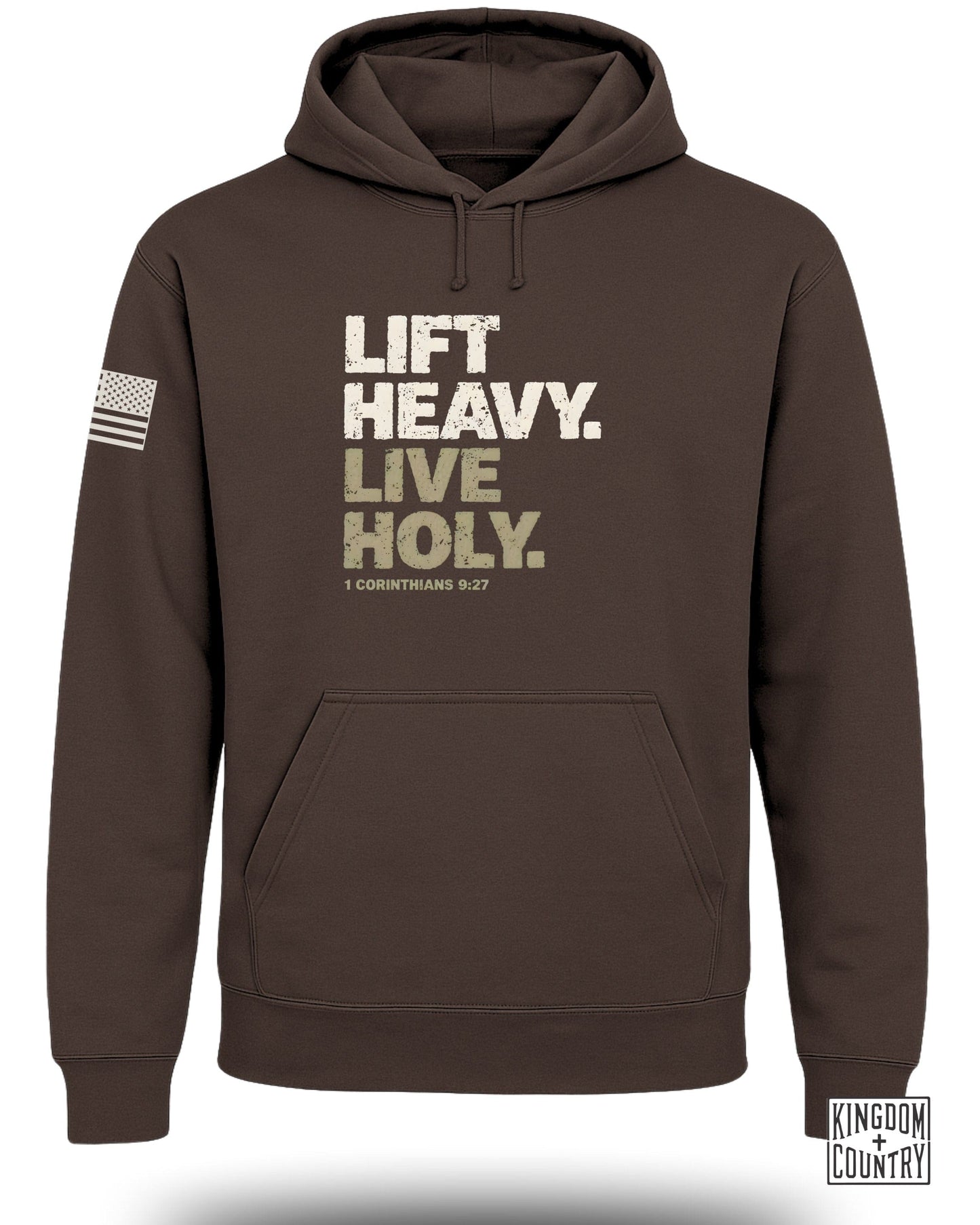 Lift Heavy Live Holy Hoodie with 1 Corinthians 9:27 Design