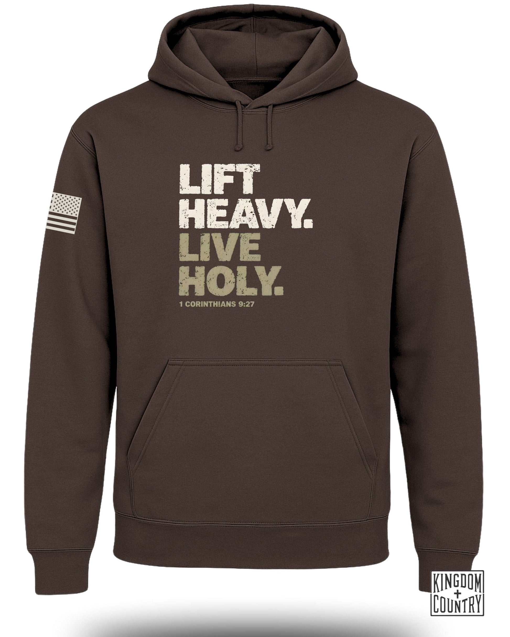 Lift Heavy Live Holy Hoodie with 1 Corinthians 9:27 Design