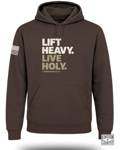 Lift Heavy Live Holy Hoodie with 1 Corinthians 9:27 Design