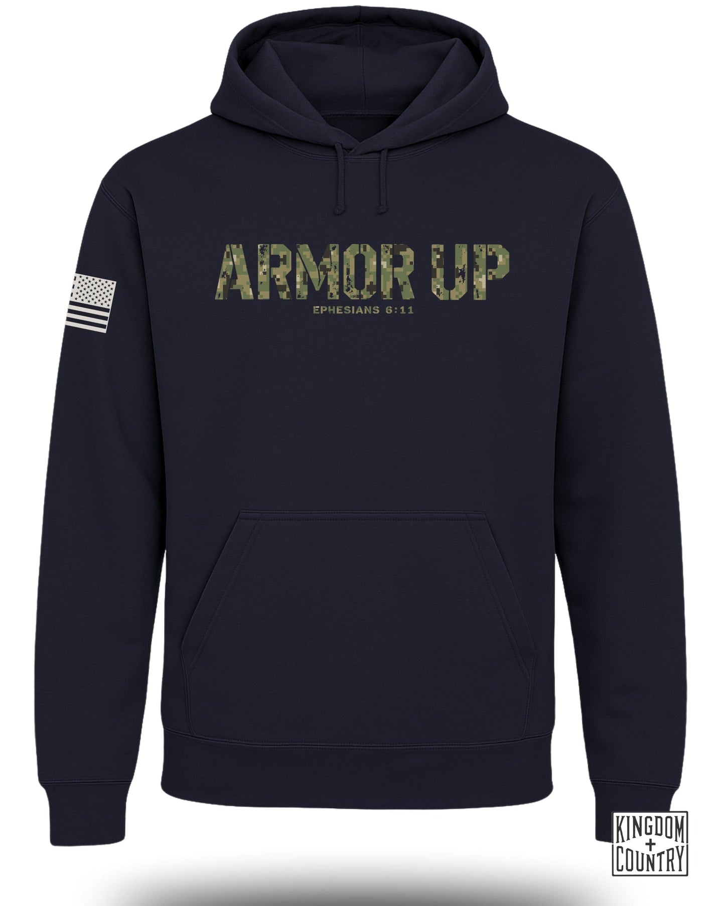 Armor Up Ephesians 6:11 Hoodie with Flag Design
