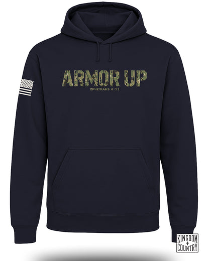 Armor Up Ephesians 6:11 Hoodie with Flag Design