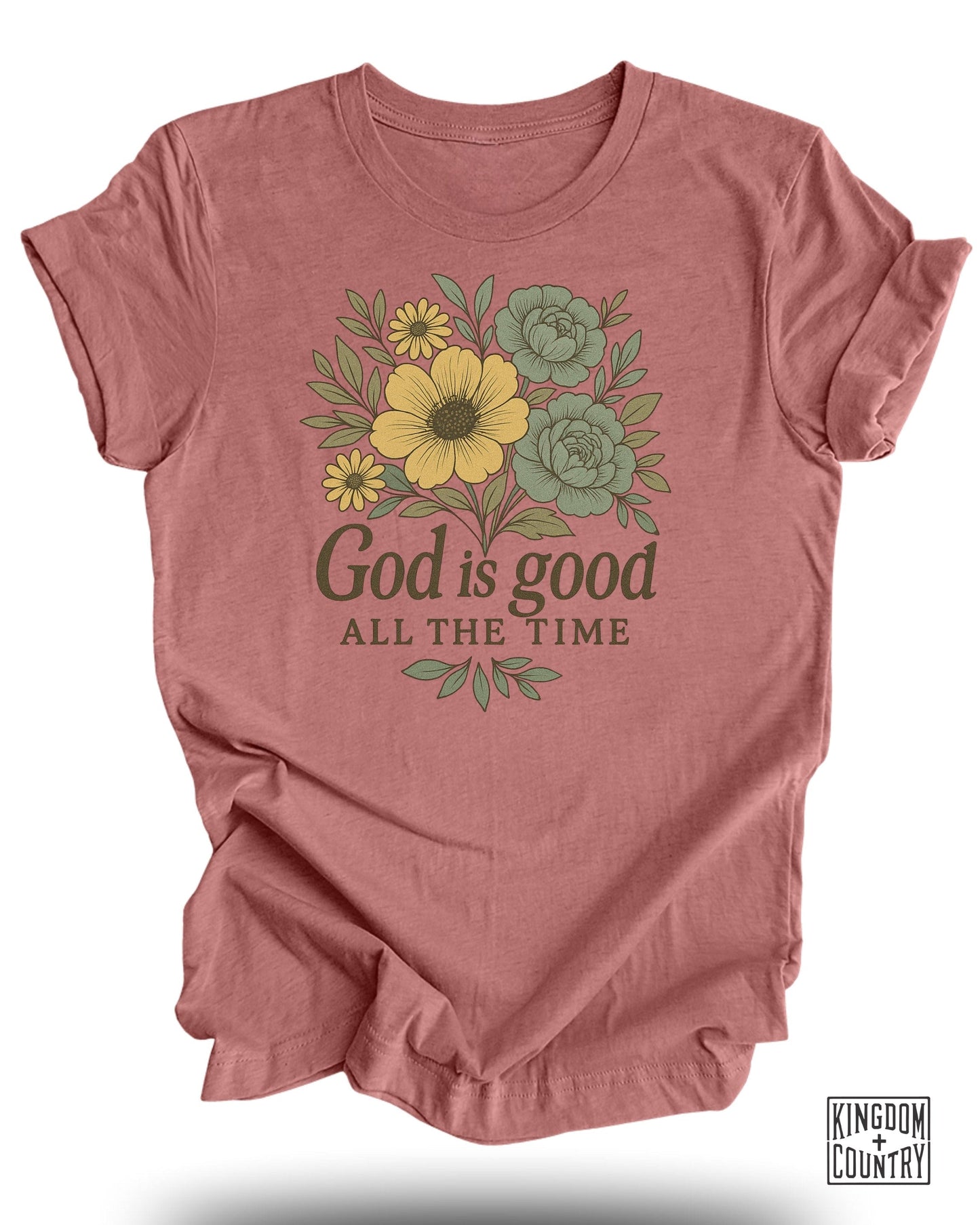 God is Good All the Time Floral Print T-Shirt product