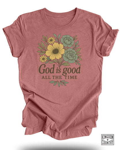 God is Good All the Time Floral Print T-Shirt product