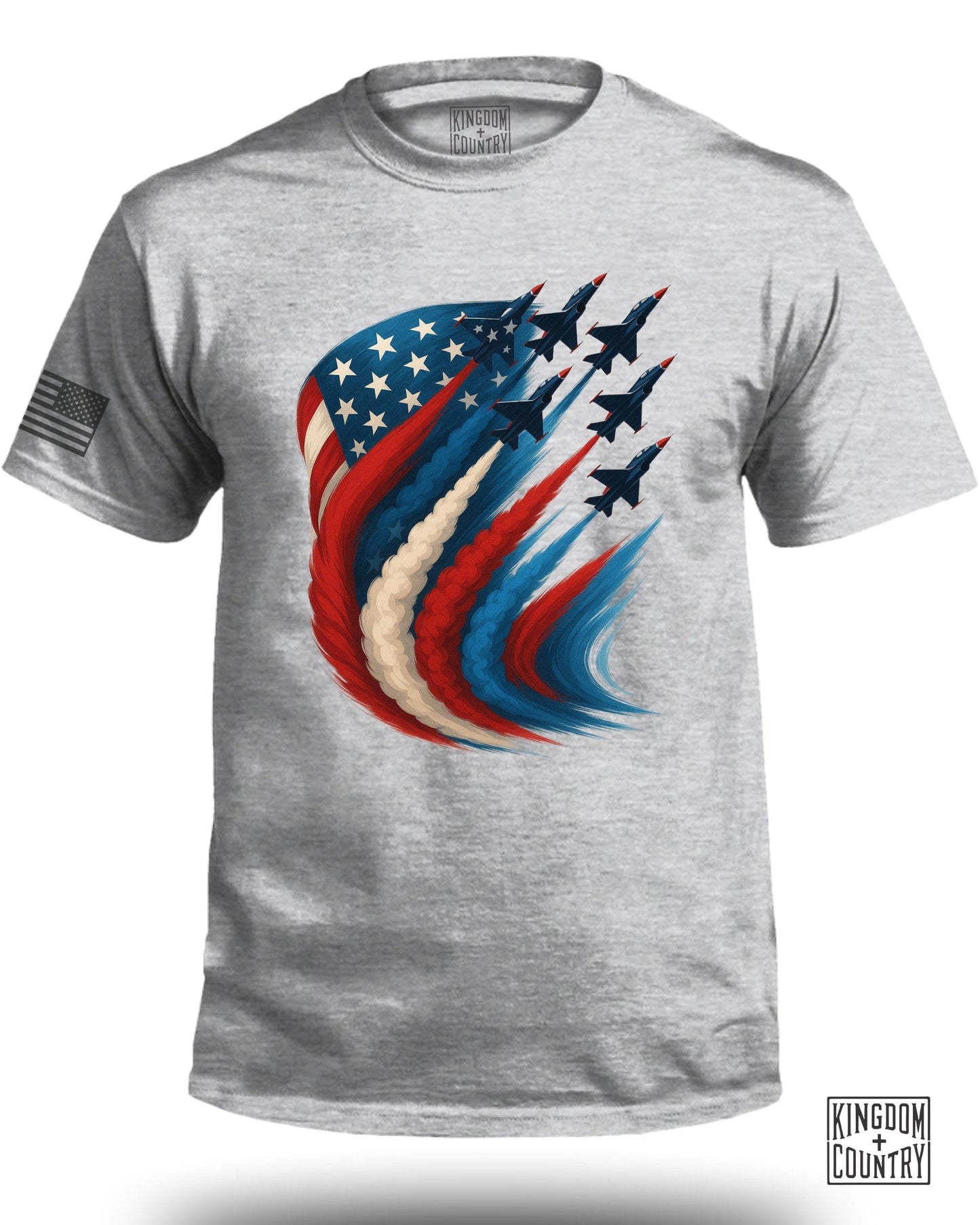 Patriotic Fighter Jet Crewneck Graphic Tee Shirt product type