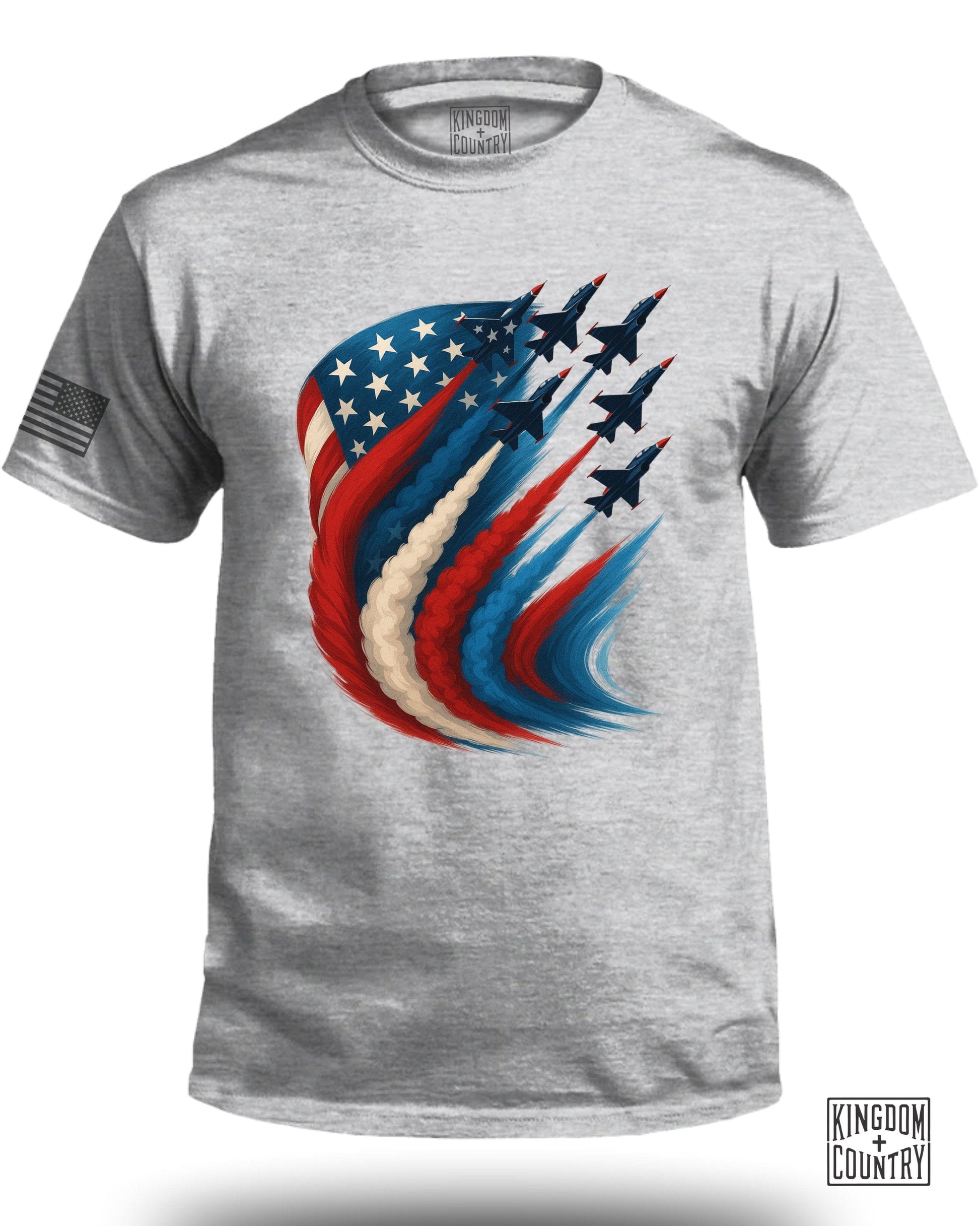 Patriotic Fighter Jet Crewneck Graphic Tee Shirt product type