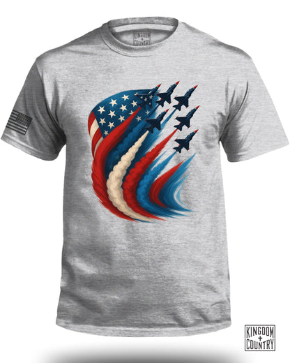 Patriotic Fighter Jet Crewneck Graphic Tee Shirt product type