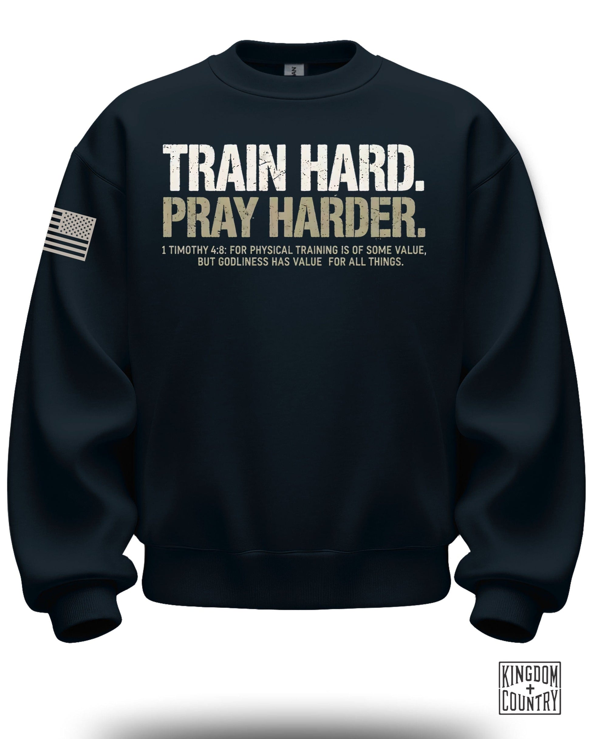 Train Hard Pray Harder Sweatshirt Encouraging Design
