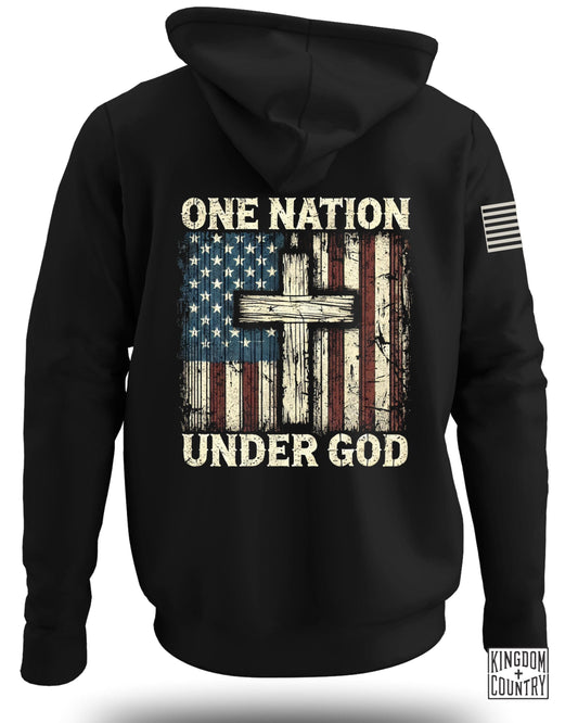 One Nation Under God Flag Print Hoodie product