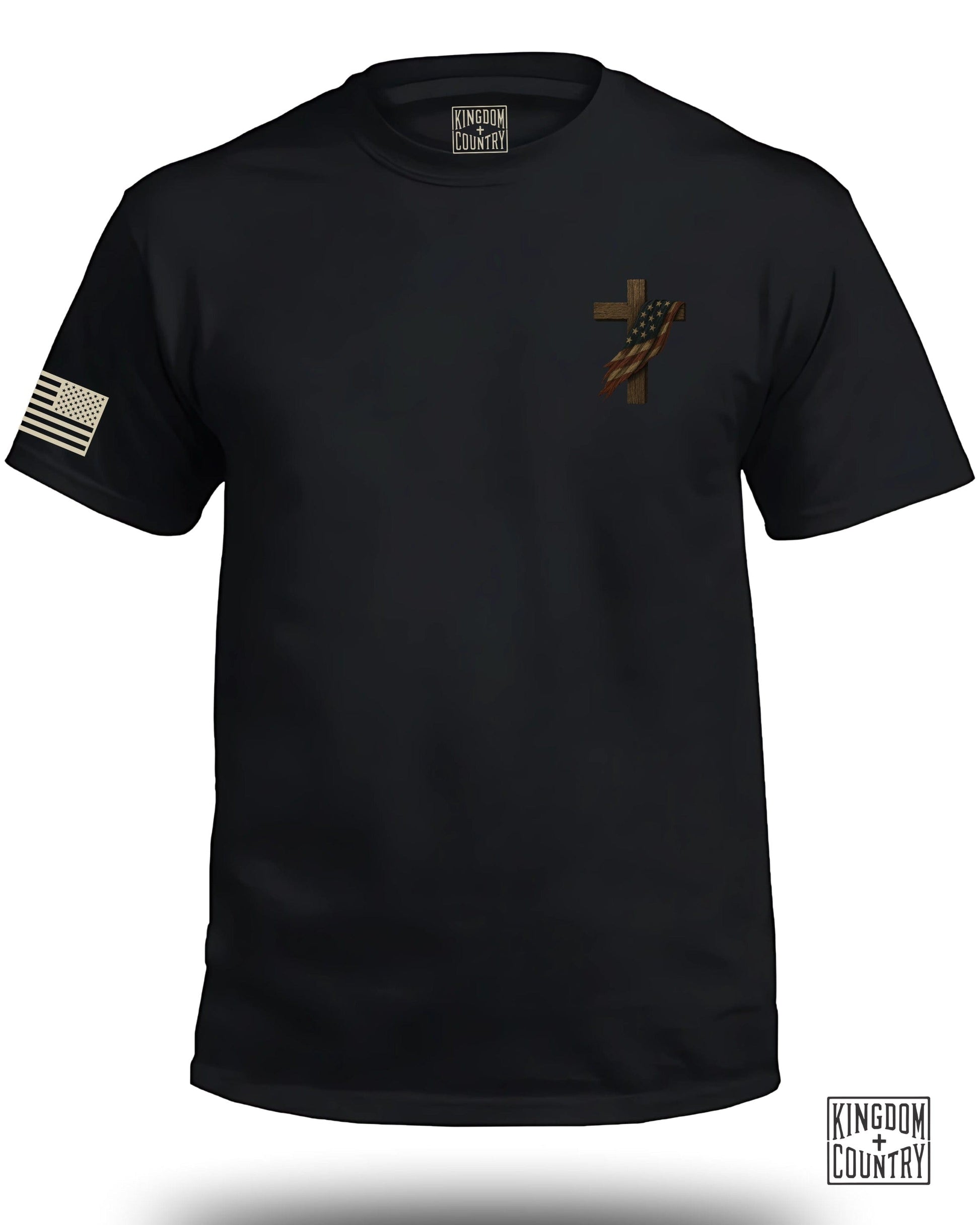 American Flag Cross and Eagle Black T-Shirt product type