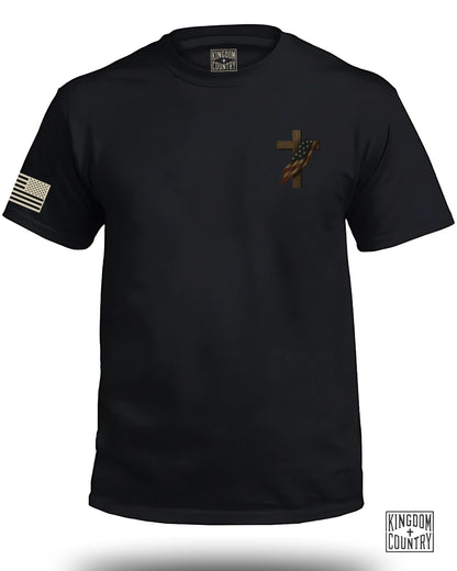 American Flag Cross and Eagle Black T-Shirt product type