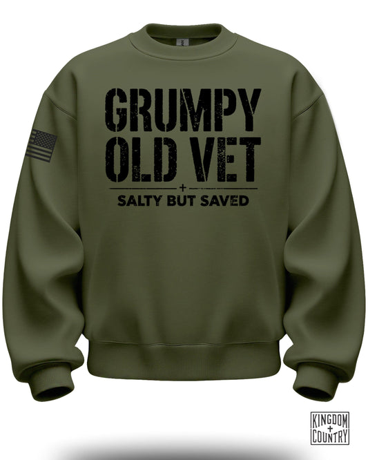 GRUMPY OLD VET SALTY BUT SAVED graphic product