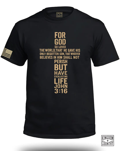 Inspiring John 3:16 Bible Verse Cross Black T-Shirt product type