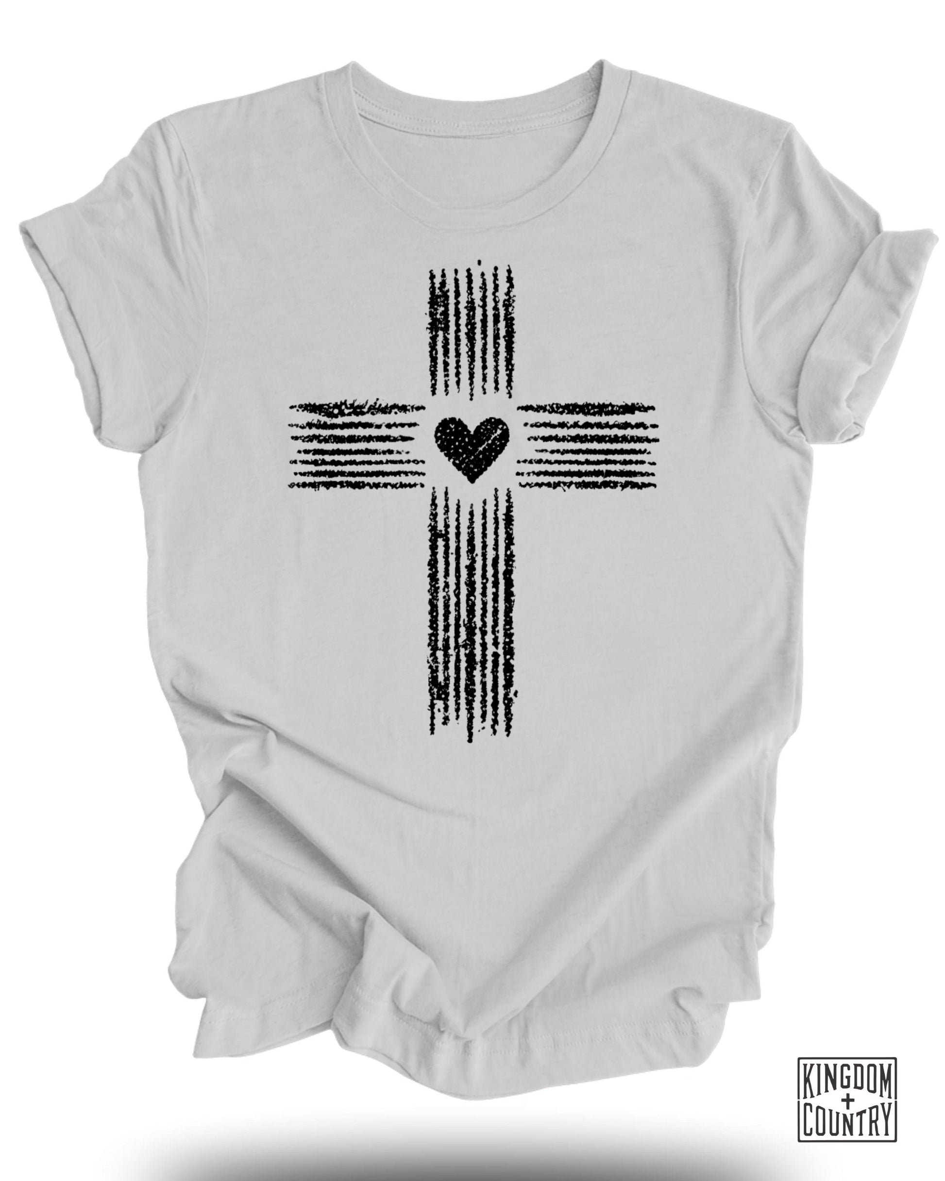 Cross with Heart Religious T-Shirt product type
