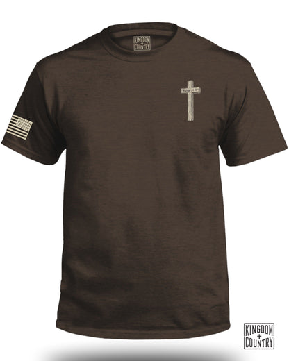 Kingdom Cross American Flag Brown T-Shirt product