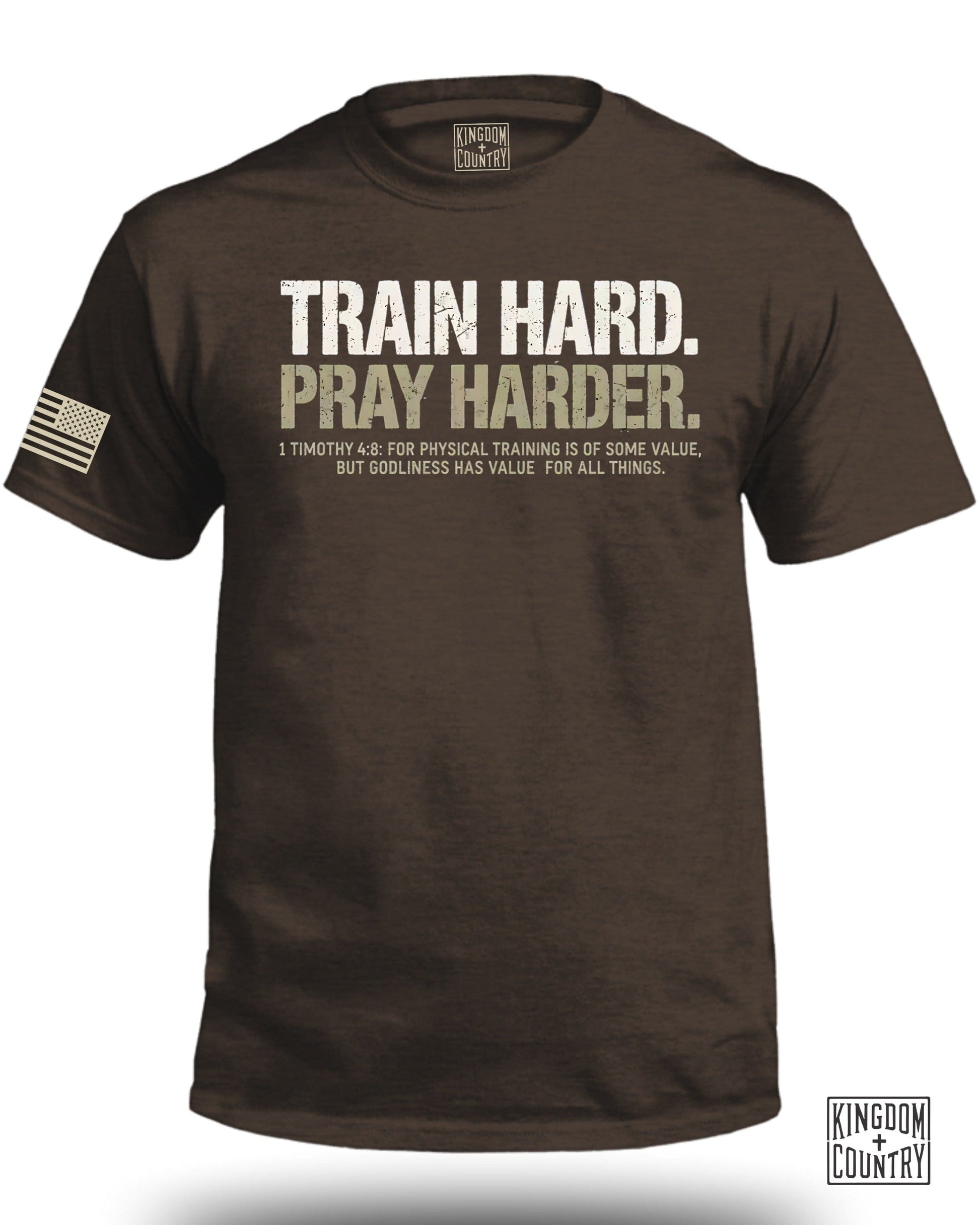 Train Hard Pray Harder Inspirational Quote T-Shirt Product