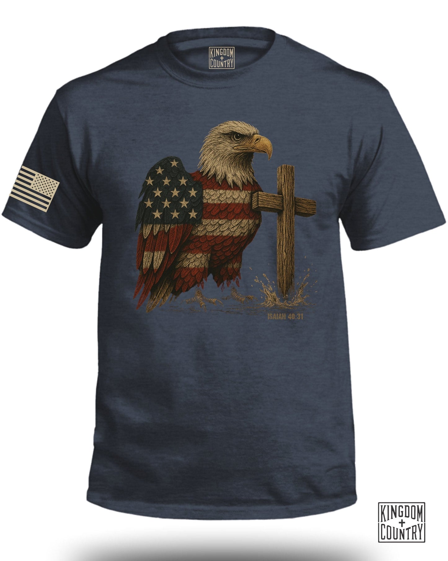 Patriotic Eagle and Cross Graphic Print T-Shirt product