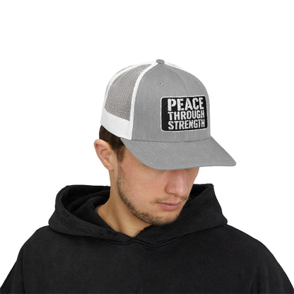 Peace Through Strength Snapback Trucker Cap