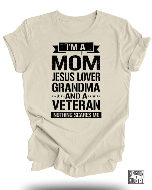 I'm a Mom Jesus Lover Grandma and Veteran product type